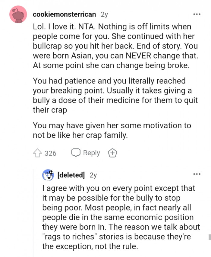 At some point, she can change being broke