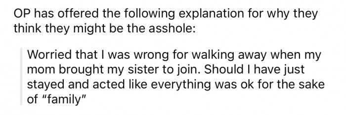 OP thinks she might potentially be the a-hole for the following reason: