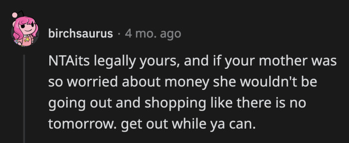 Is she terrible at handling money, or is she manipulating OP?