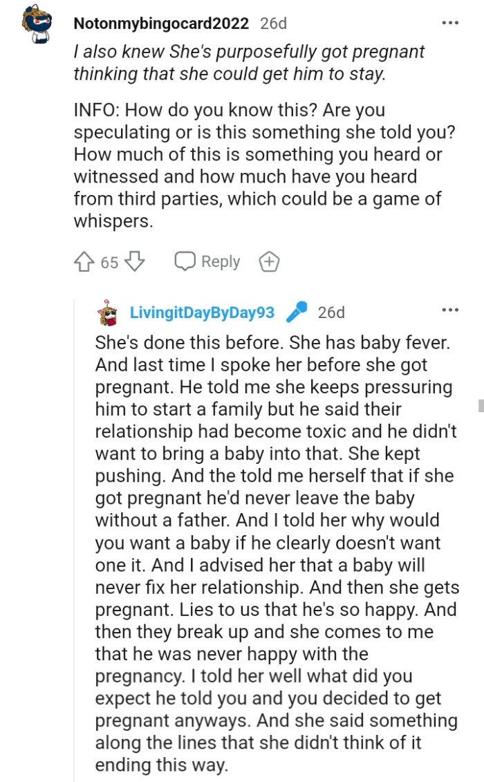 The OP says that his sister has gotten pregnant on purpose before