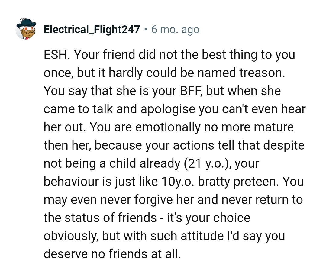 She came to talk and apologize, but the OP refused to even hear her out