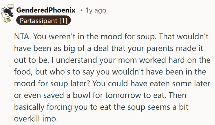 Imagine all this tension when the soup could have just chilled in the fridge and lived to see another day.