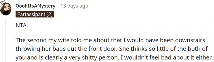 Well, the Redditors don't believe OP overreacted.