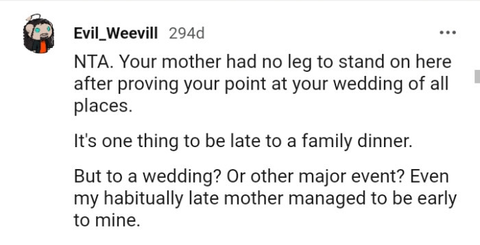 Being late to a family dinner is one thing