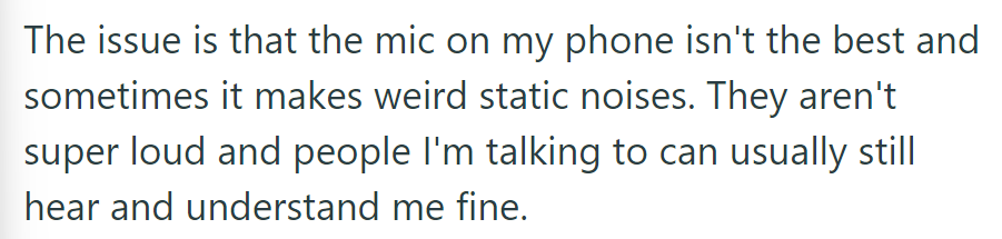 The phone's mic has some static noise, but it's tolerable and doesn't hinder communication much.