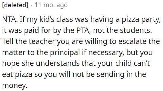 OP should inform the teacher that she is ready to involve the principal if needed.