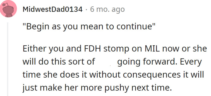 One Redditor said that if she isn't stopped now, she'll be pushy in the future
