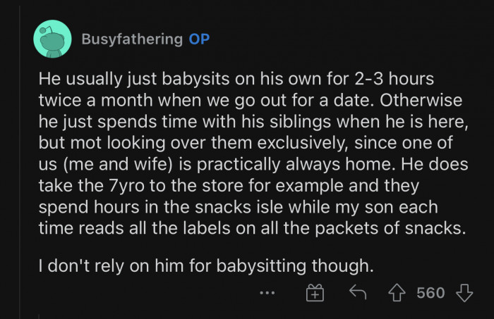 OP added a comment to clarify matters further.