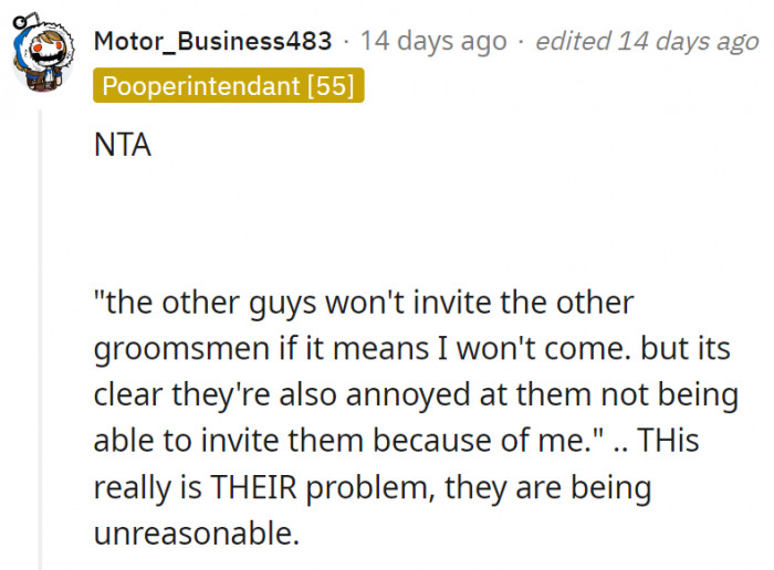 20. It's their problem, not OP's