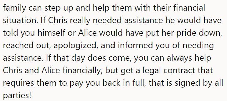 The rest of the family could help Chris, too