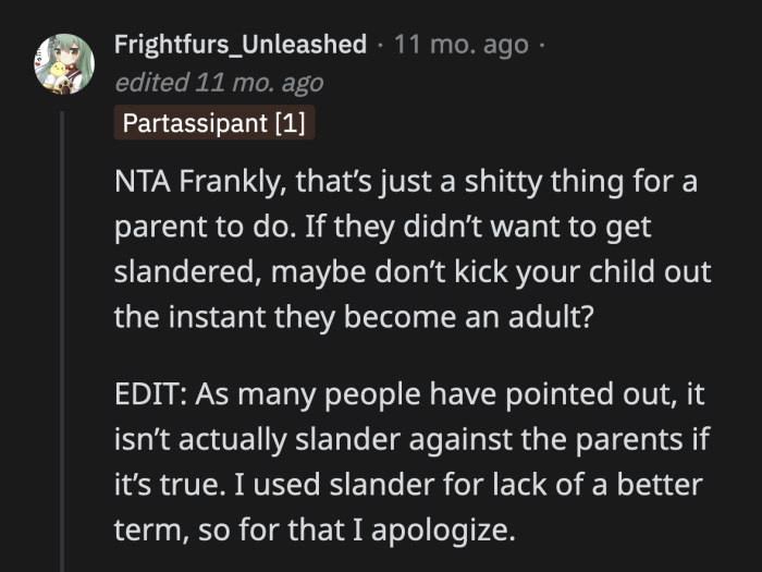 Lily's parents have nothing to be ashamed of if they believe they didn't do anything wrong.