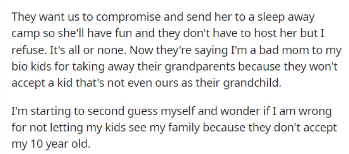 This is when she explains what exactly her parents want her to do with her 10-year-old and basically why they want her to do this.