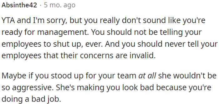 Inappropriate behavior as a manager