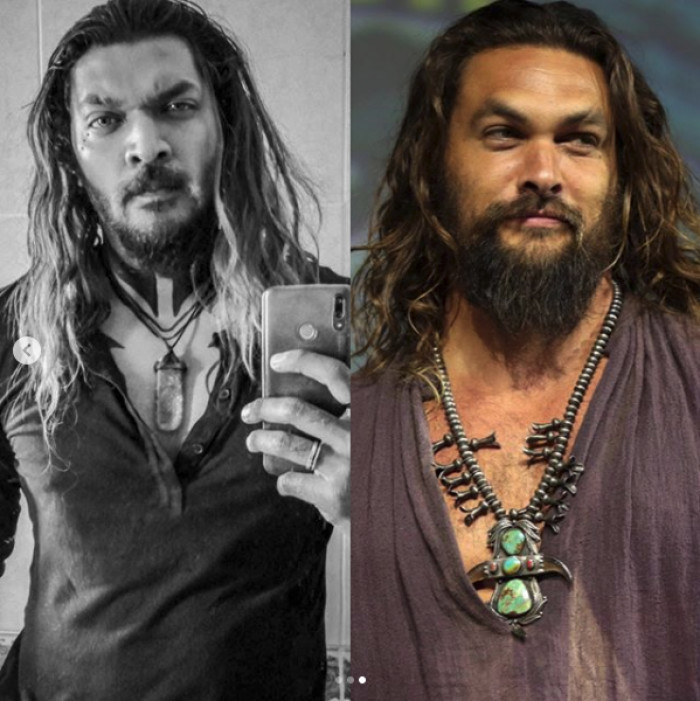 11. Jason Momoa and Patrick, a Superman and Aquaman cosplayer