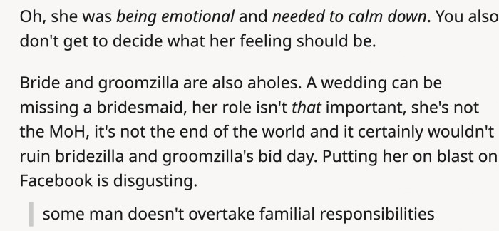 How they treated Vienna when she was probably trying to keep it together wasn't handled well