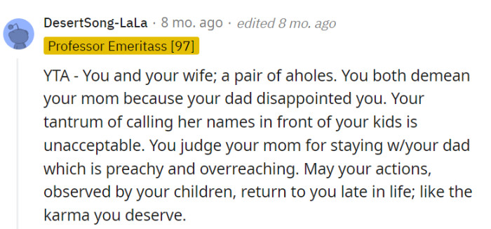 Karma's a relaxing thought—or is it, for OP?