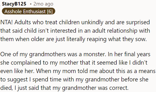 Adults who are unkind to kids shouldn't expect a bond with them later.