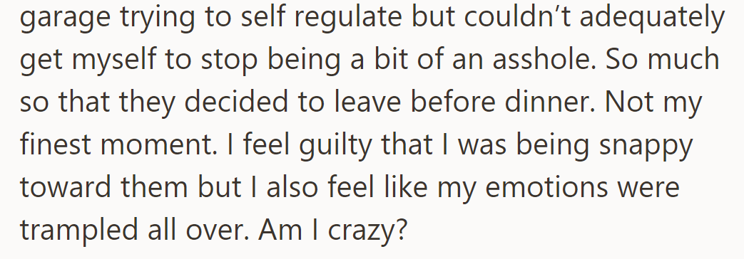 Feeling guilty after being snappy, she struggled to regulate her emotions, wondering if she's overreacting.
