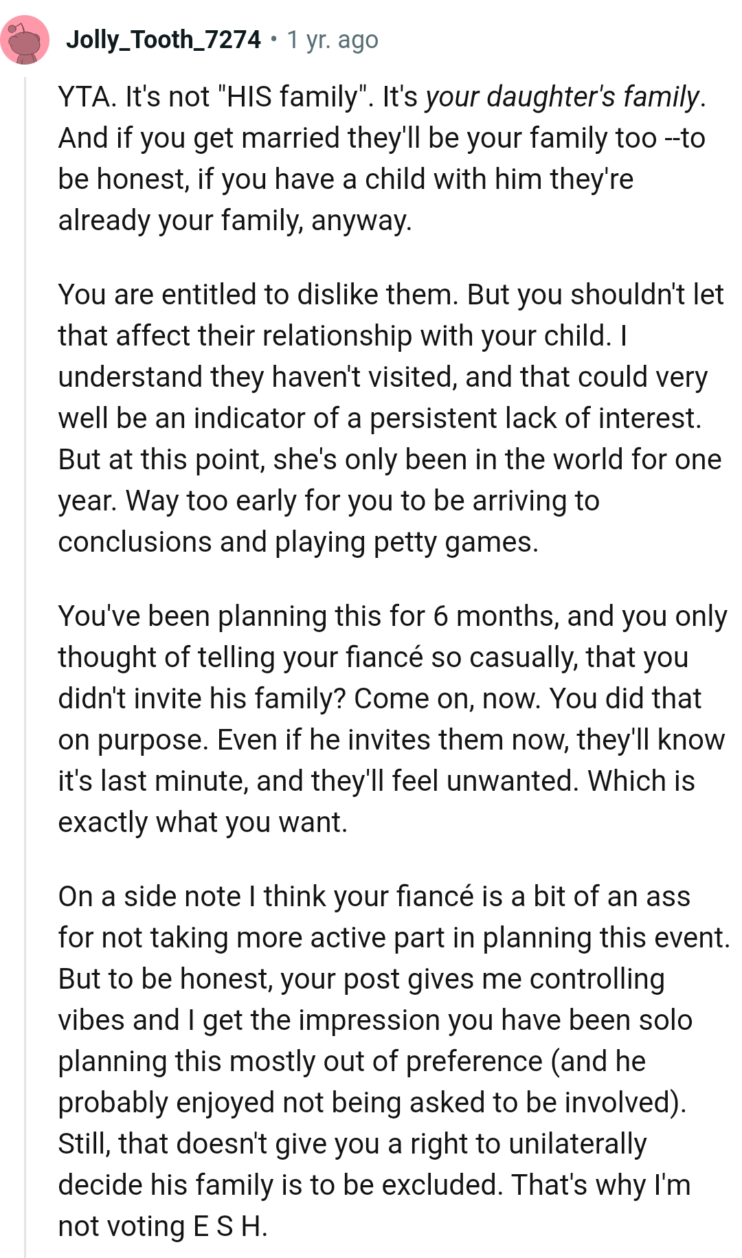 OP's baby has only been in the world for one year