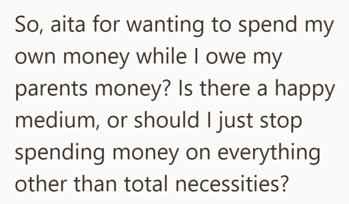 She is not asking to avoid repayment, just for some room to breathe.