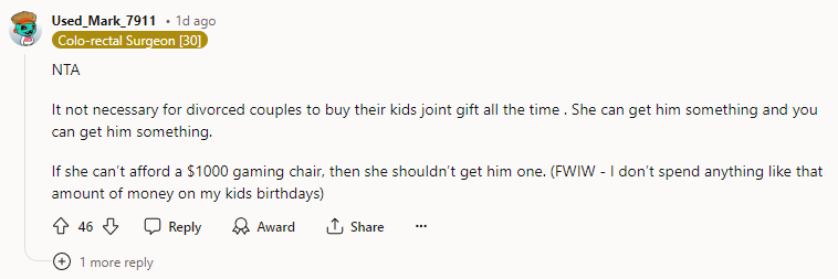 If She Can’t Afford a $1000 Gaming Chair, Then She Shouldn’t Get Him One