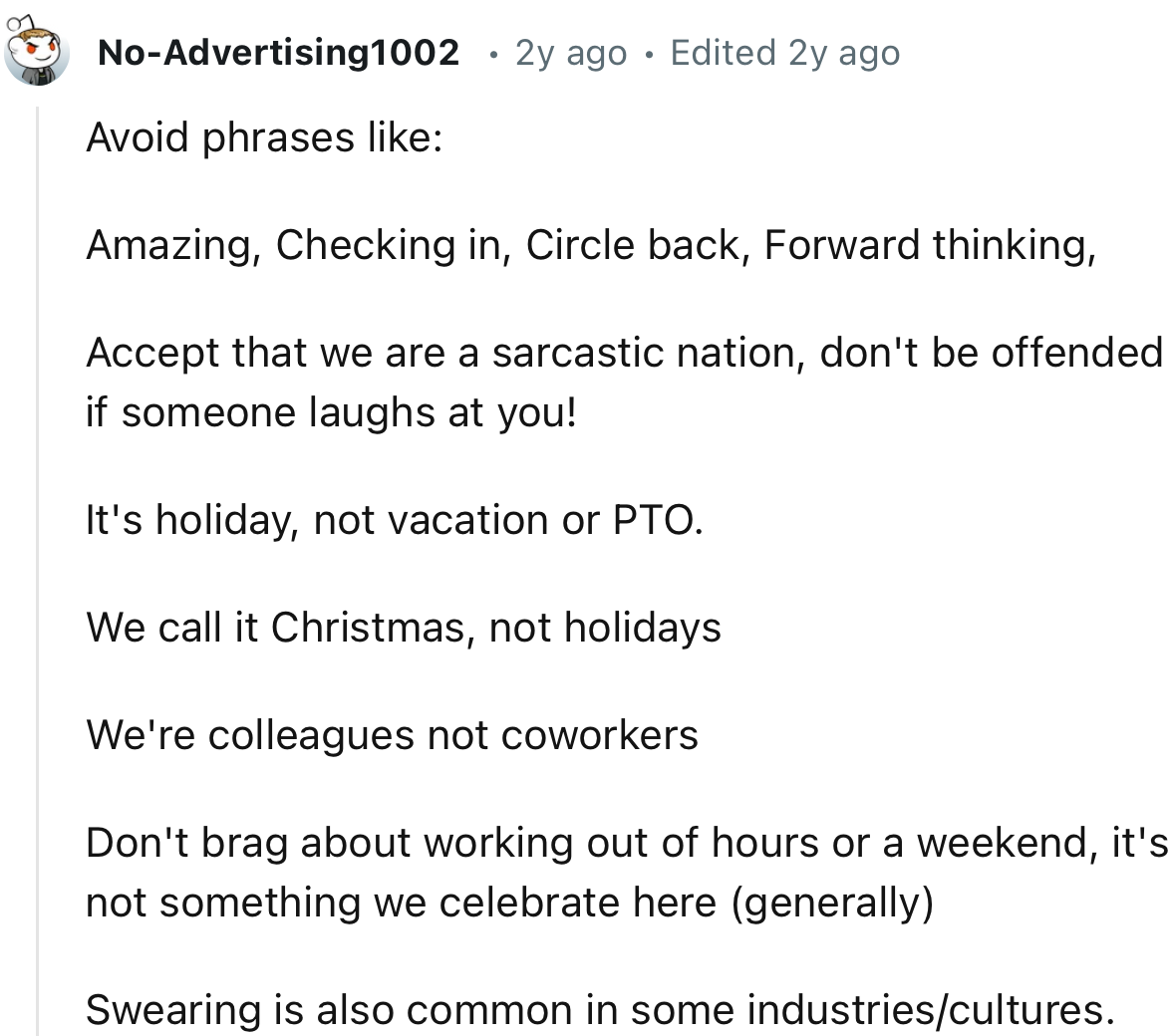 A list of phrases you should probably avoid.