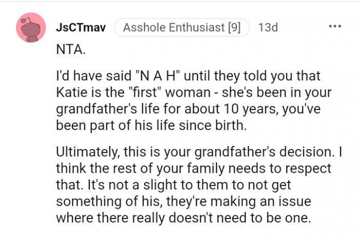 This is solely your grandfather's decision