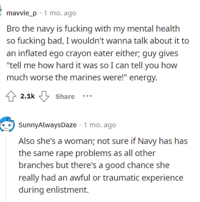 This is also probably something that he should have considered. Not everyone wants to talk about their service and what they went through.