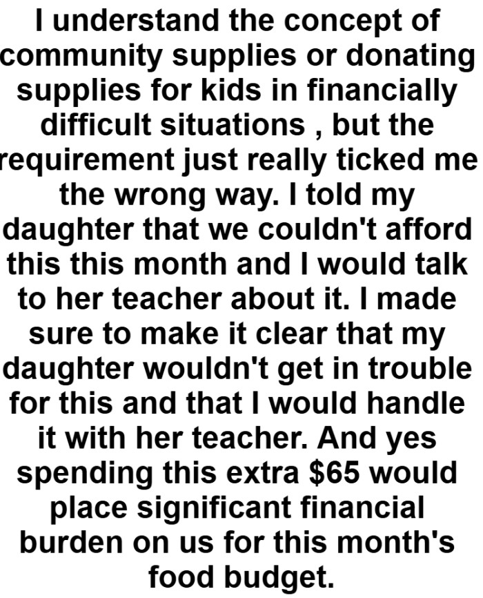 OP made sure to make it clear that her daughter wouldn't get in trouble for this