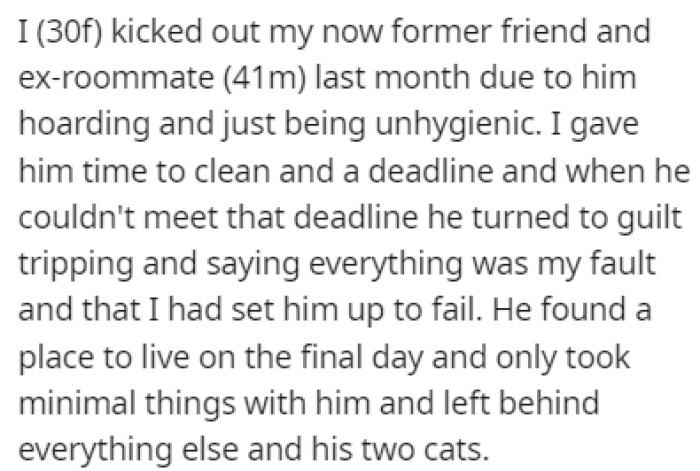 OP Kicked Out Her Ex-Roommate Because He Was an Unhygienic Hoarder