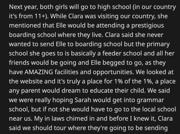 In This Version, OP Was in the UK When the Topic of Boarding School Was Brought Up, and She Asked Rebecca and Charlie to Go on the Tour with Them