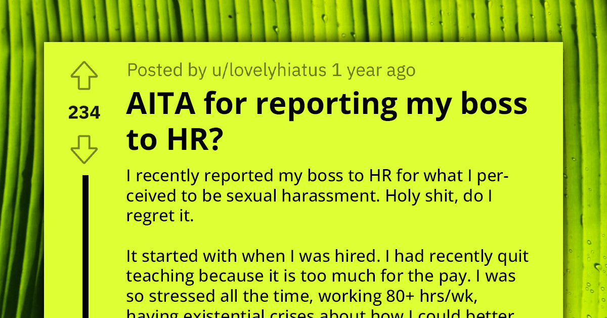 Redditor Isolated By Coworkers After Reporting Boss To HR For Sexual Harassment