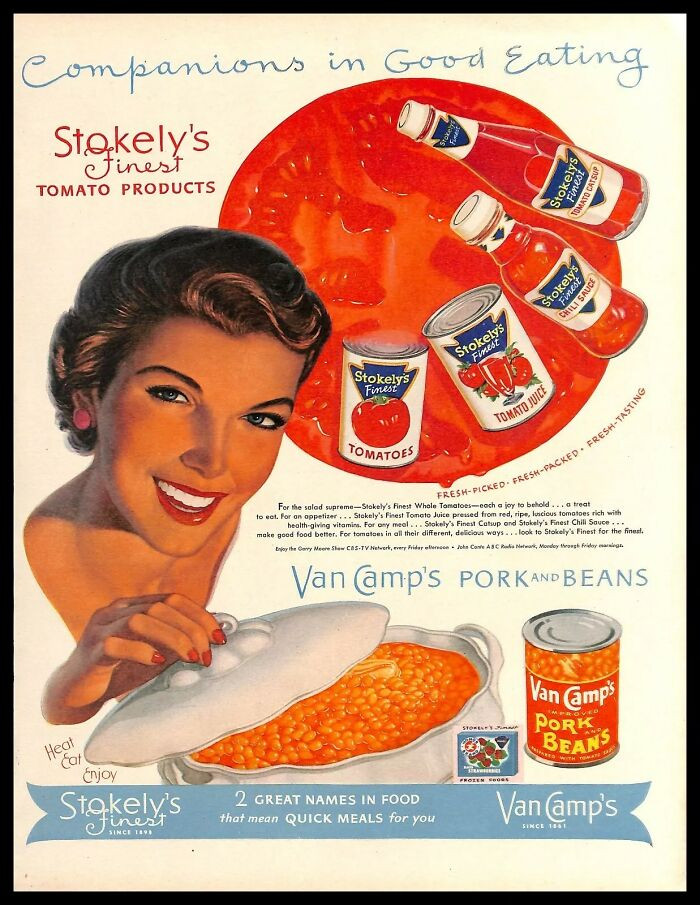 1952, Stokely's Finest Tomato Products & Van Camps Pork And Beans