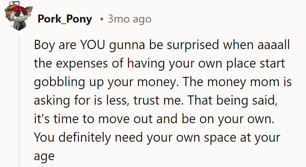 Mom's rent: a steal next to the adulting avalanche.