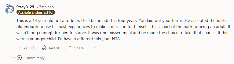 This is a 14-year-old, not a toddler.