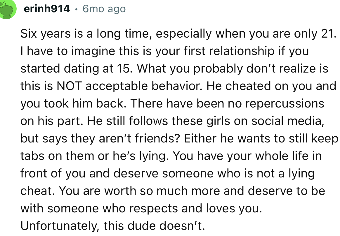 “You Have Your Whole Life in Front of You and Deserve Someone Who Is Not a Lying Cheat.”