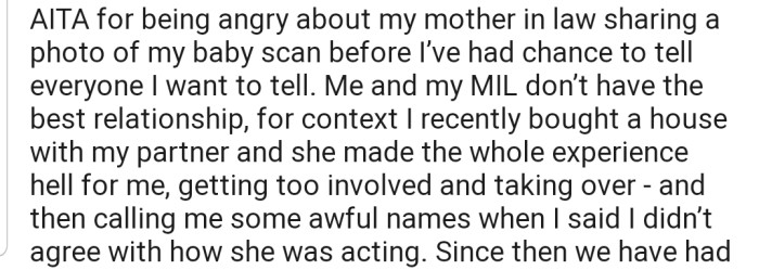 OP and her MIL don't have the best of relationships