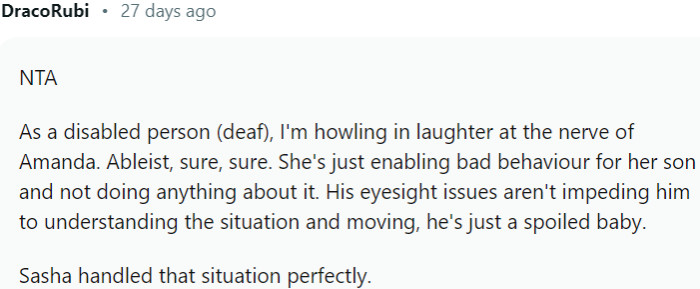 Sasha handled that situation perfectly