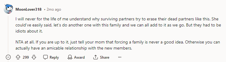 NTA at all. If you are up to it, just tell your mom that forcing a family is never a good idea.