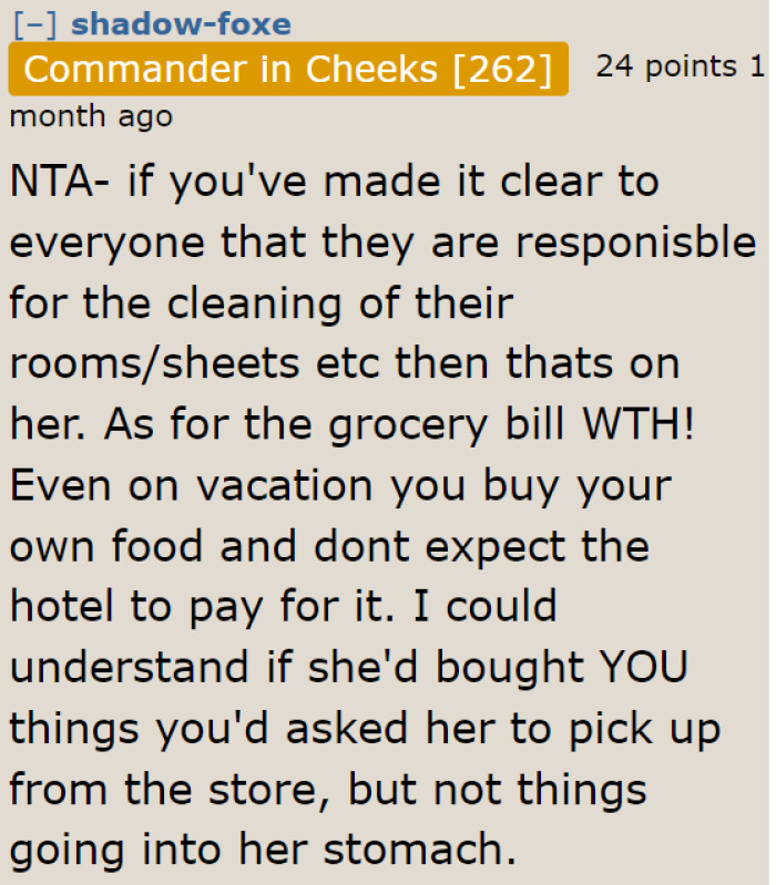 The aunt's demands are just utterly unreasonable.