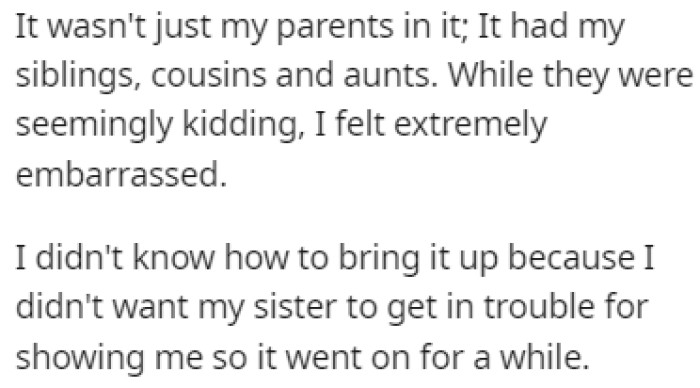 OP was devastated by this, especially since the group chat included OP's siblings, cousins, and aunts.