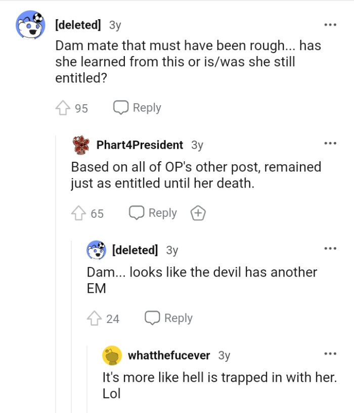 Apparently, she remained that entitled till her death