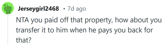 Transfer it to him when he pays you back.