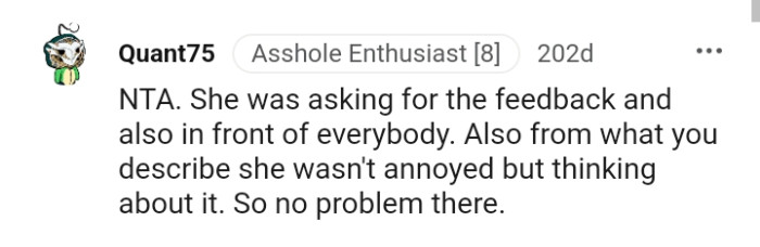 OP's boss was the one who asked for the feedback in front of everybody