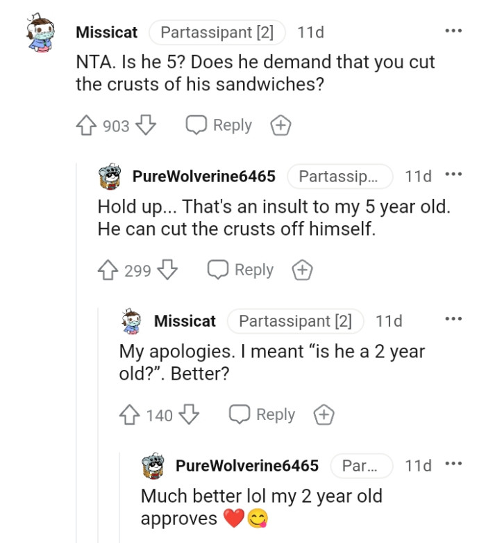 A five-year-old can cut crusts off