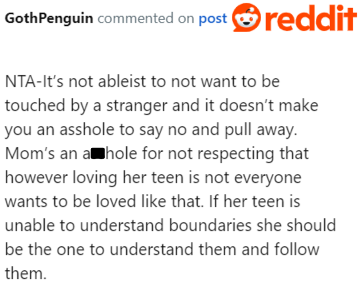 The OP Can't Be Considered Ableist for What She Did. The Mother Should Be Doing Her Job of Teaching Her Kid Basic Respect.