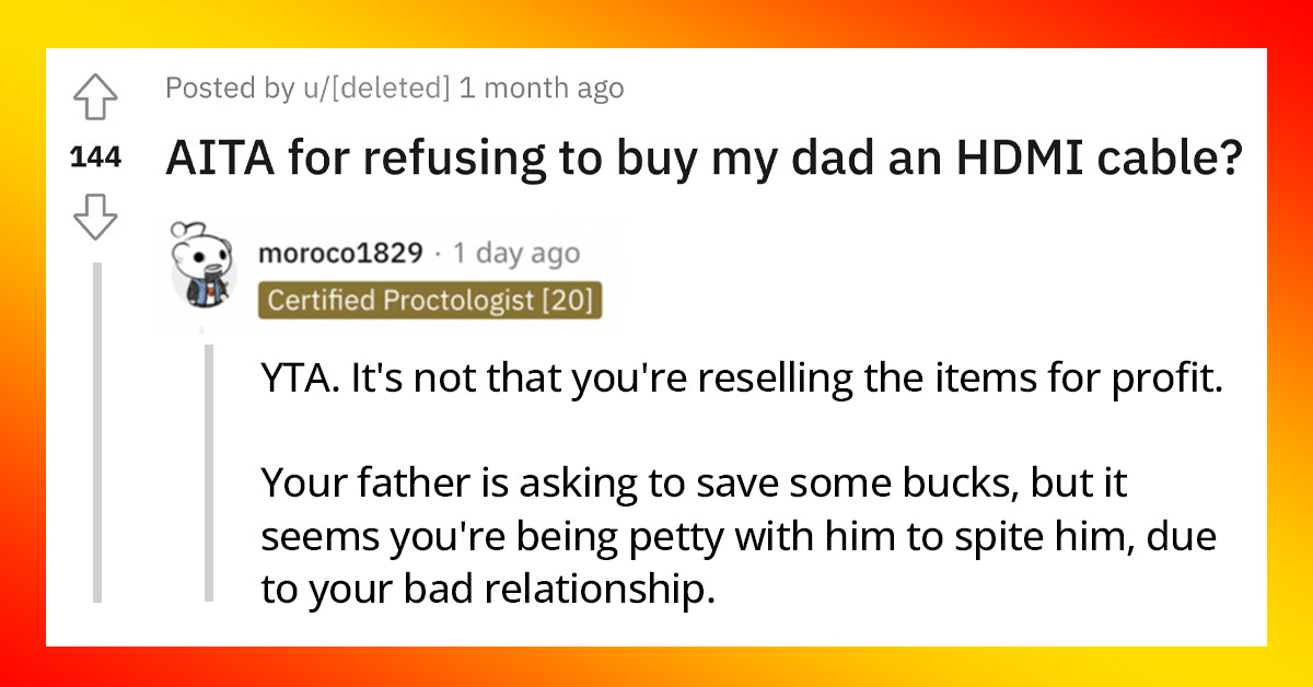 Redditors Roast A Woman For Refusing To Buy Her Dad An HDMI Cable Using Her Employee Discount