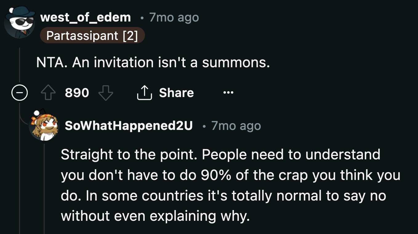 OP doesn't need to attend the wedding. It's a request, which she is free to accept or decline.