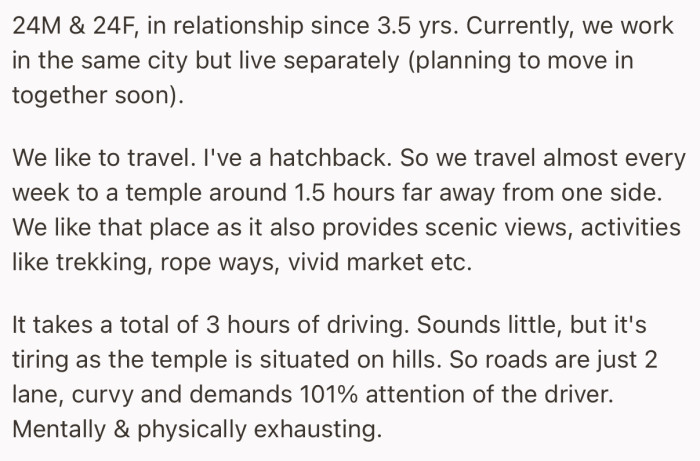 OP and his girlfriend like to travel a lot