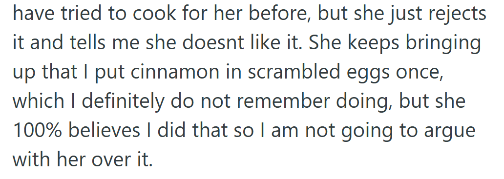 One cooking mishap years ago became the punchline she never let go.